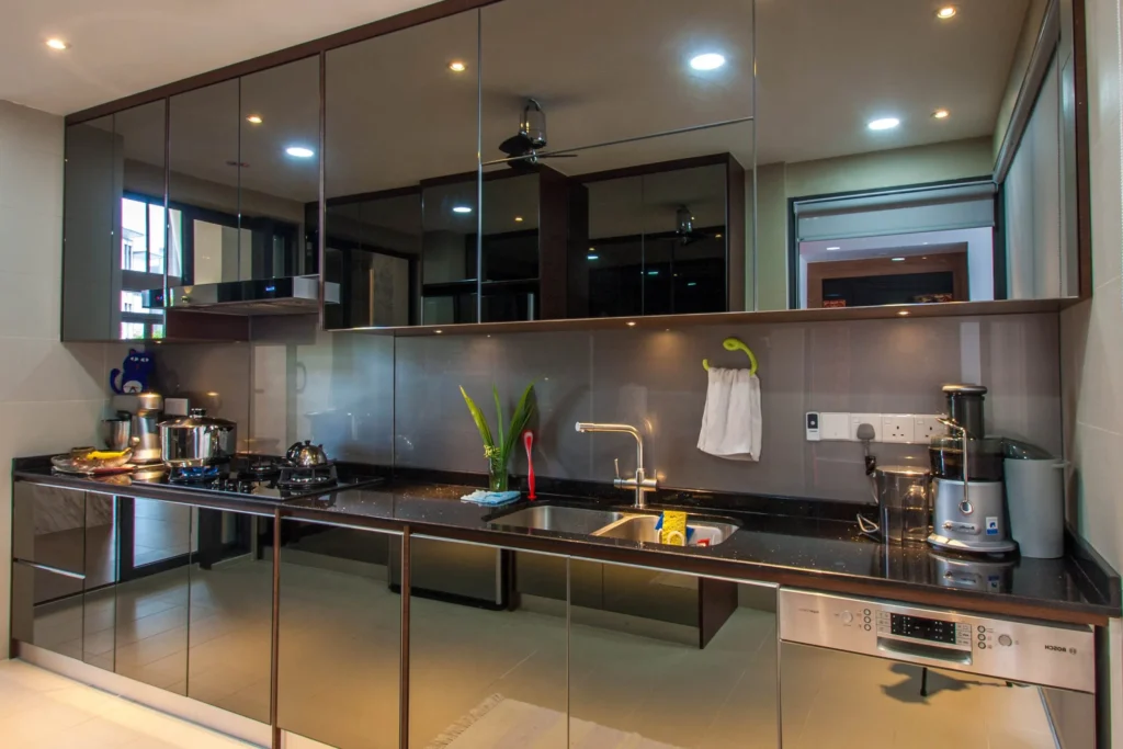 Reflective Elements in HDB kitchen remodel