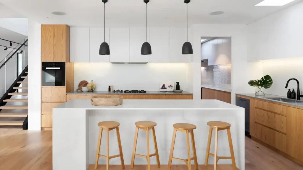 Modern L-Shaped Marble Kitchen Design Singapore
