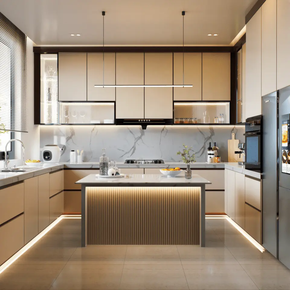 Open-Concept Light Wood HDB Executive Maisonette Kitchen Design 